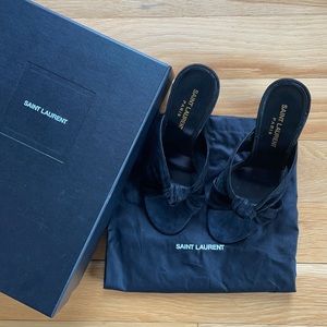 Saint Laurent Bianca Knotted Suede Mules